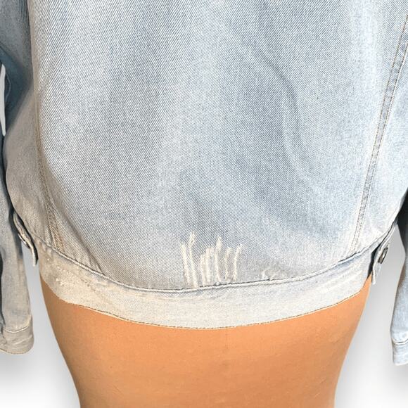 Ashley Vintage Charm Light Wash Sherpa Collar Denim Trucker Jacket Women’s XL - Picture 9 of 13